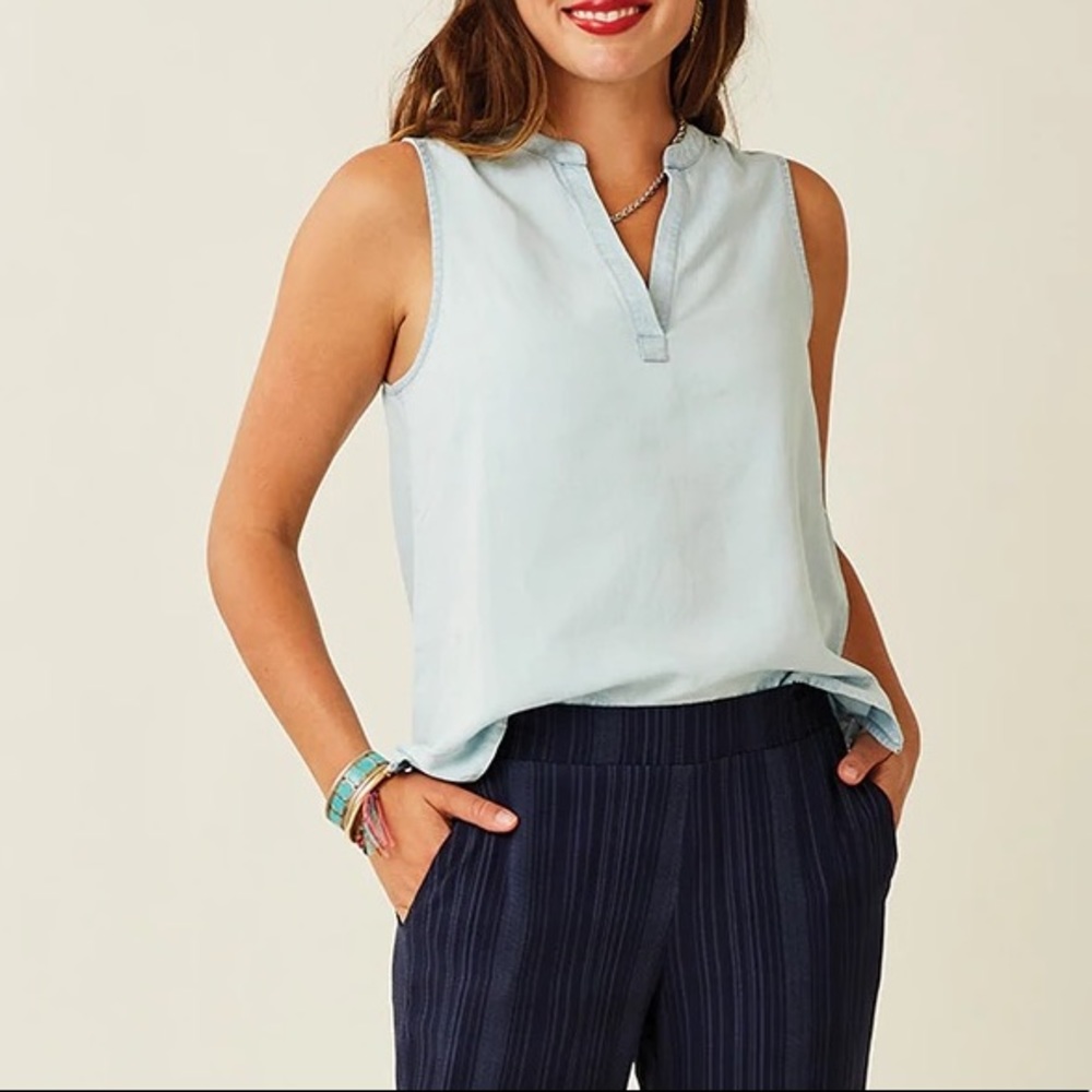 Carve Designs Dylan Tencel Tank: Light Chambray